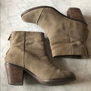 Light brown suede ankle booties